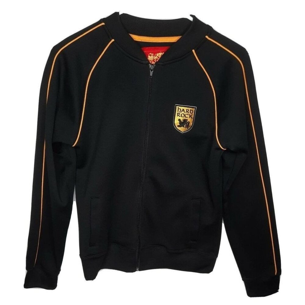Hard Rock Cafe Atlanta Black & Yellow Piping Full Zip Jacket Youth M